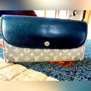 Authentic Vintage denim and leather Louis Vuitton wallet